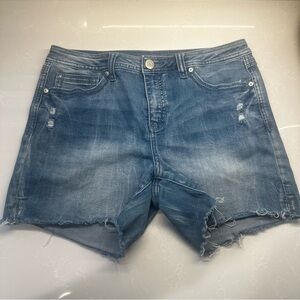 Seven7 Faded Blue Distressed Jean Shorts